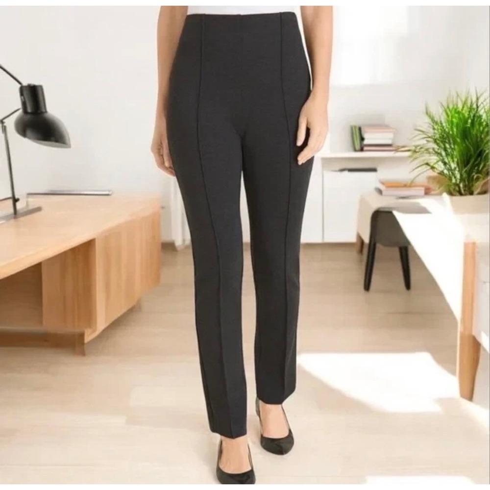 Chico's So Slimming Juliet Straight Leg Pants Dark Gray 0.5 US 6 Pintuck
